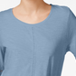 Style & Co Women's Crochet Trim Bell Sleeve Top Blue Size PS