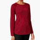 Karen Scott Women's Red Solid Long Sleeve Jewel Neck Blouse Top Red Size X-Small