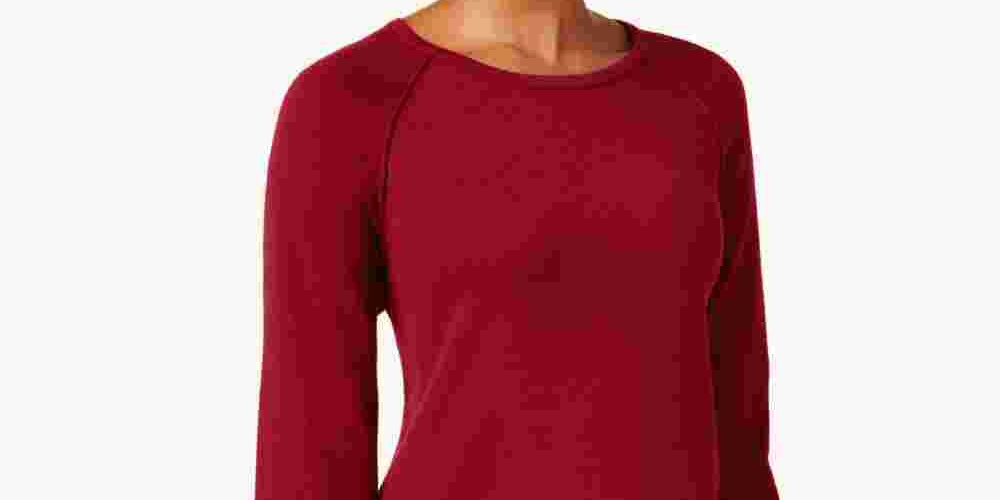 Karen Scott Women's Red Solid Long Sleeve Jewel Neck Blouse Top Red Size X-Small