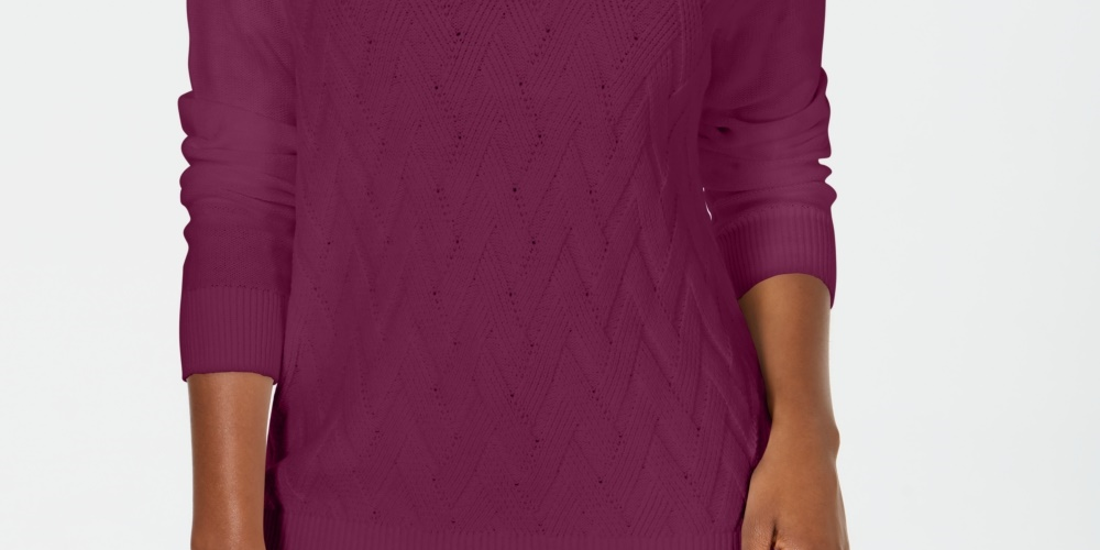 Karen Scott Women's Basket Stitch Sweater Purple Size Large