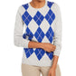 Charter Club Women's Argyle Crewneck Sweater Gray Size X-Small