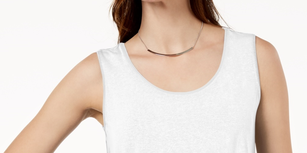 JM Collection Women's Petite Scoop-Neck Tank Top  White PS/M