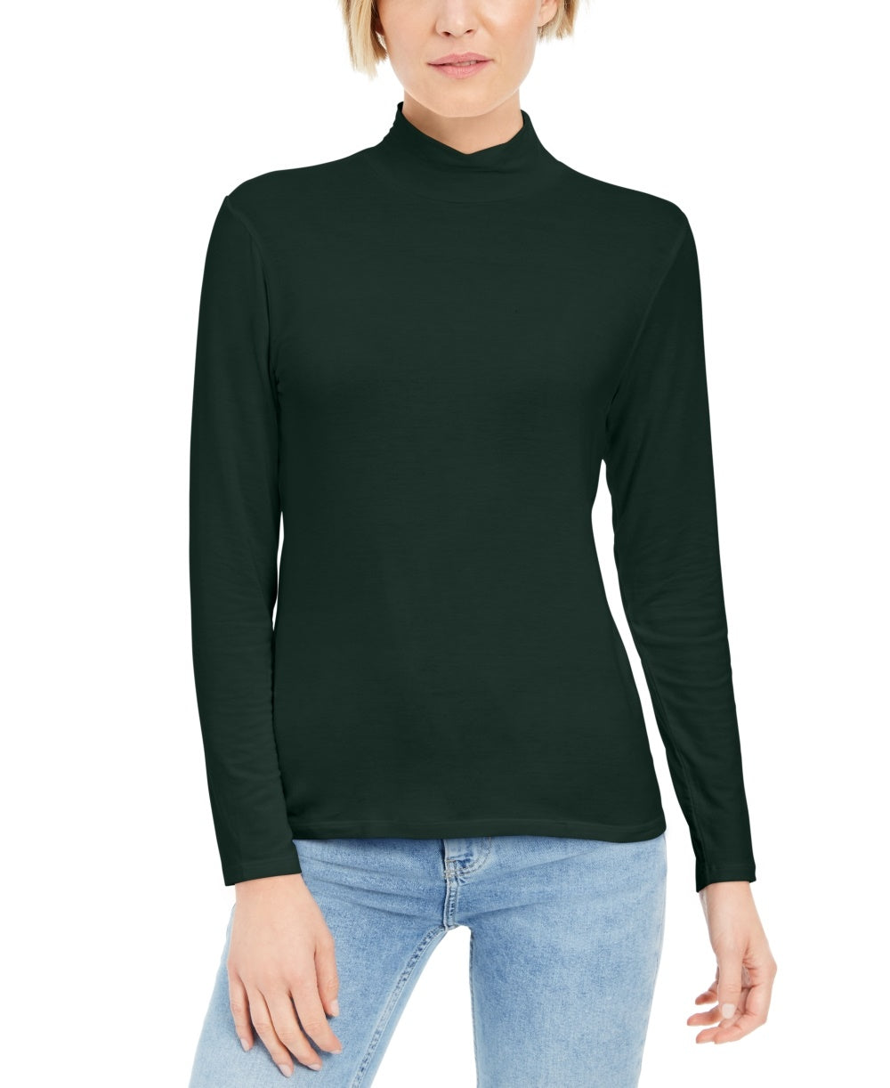 Style & Co Women's Mock-Neck Top Green Size Small