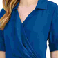 Alfani Women's Petite Draped-Front Collared Top  Blue Size PL