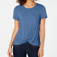Style & Co Women's Twist Front Top Blue Size Large