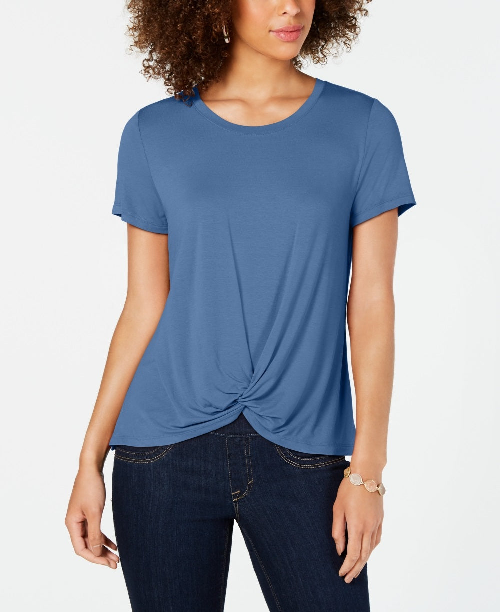 Style & Co Women's Twist Front Top Blue Size Large