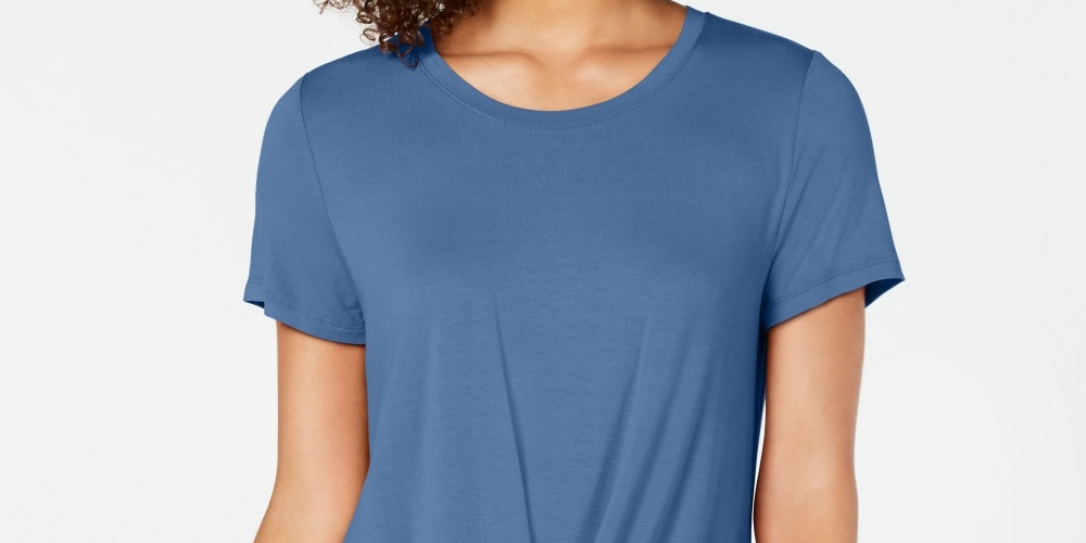 Style & Co Women's Twist Front Top Blue Size Large