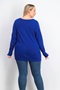 JM Collection Women's Plus Button Cuff V Neck Sweater Blue Size -0X
