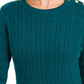 Charter Club Women's Textured Embellished Patterned Long Sleeve Jewel Neck Sweater Green Size Small