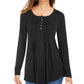 Style & Co Women's Long Sleeve Pintuck Top Black Size X-Small