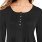 Style & Co Women's Long Sleeve Pintuck Top Black Size X-Small