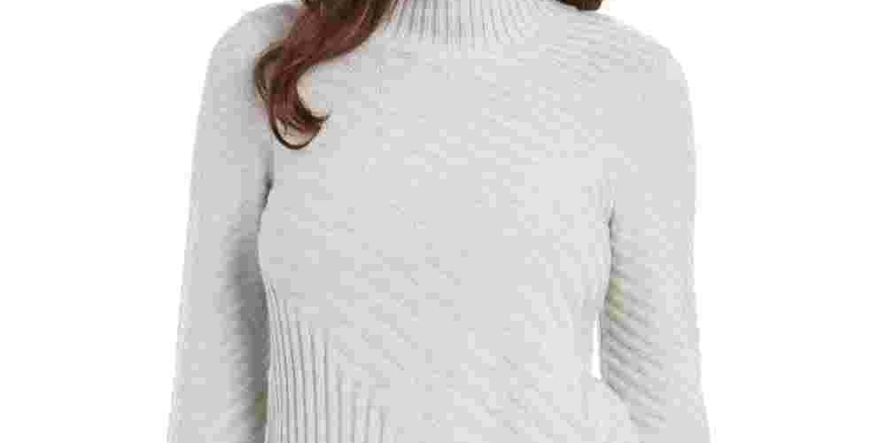 Charter Club Women's Mixed-Stitch Mock-Neck Sweater Gray Size Medium