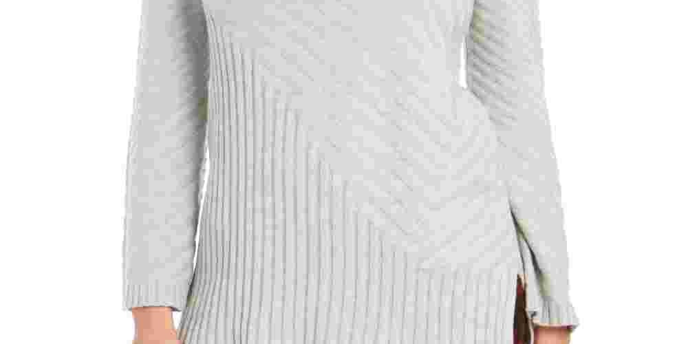 Charter Club Women's Mixed-Stitch Mock-Neck Sweater Gray Size Medium