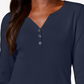 Karen Scott Women's Cotton Henley Top Blue Size Medium