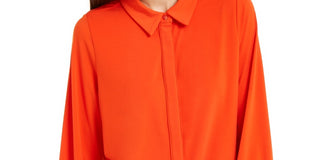 Alfani Women's Button Up Shirt Red Size X-Large