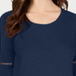 Style & Co Women's Crochet Trim Bell Sleeve Top Blue Size X-Small