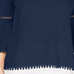 Style & Co Women's Crochet Trim Bell Sleeve Top Blue Size X-Small