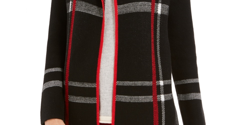 Charter Club Women's Open Front Cardigan Black Size Petite Small