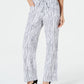 JM Collection Women's Printed Crinkle Drawstring Pants White Size XX-Large