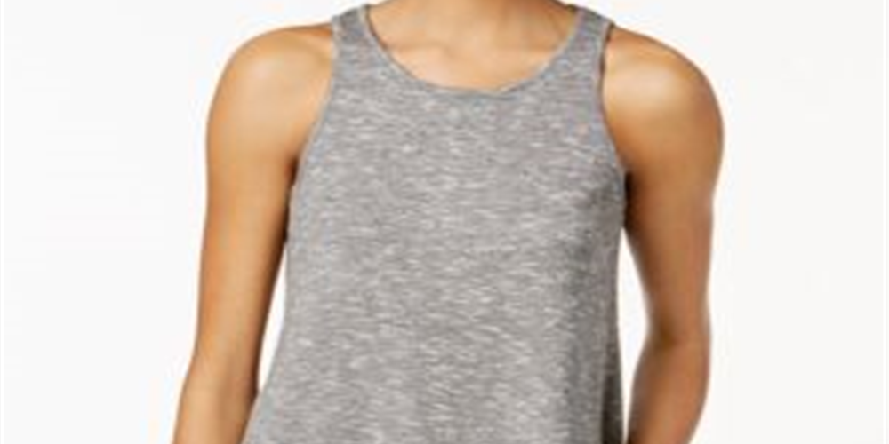 Bar III Women's Sleeveless Jewel Neck Top Gray Size Medium
