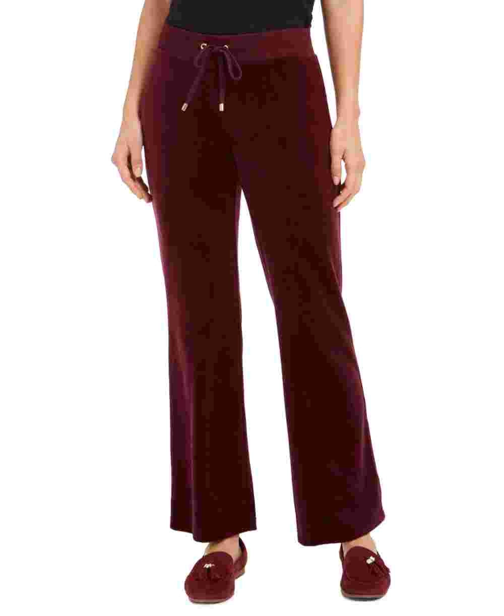Charter Club Women's Velour Pull-On Pants Purple Size X-Large