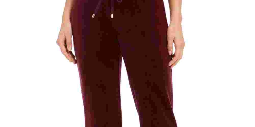 Charter Club Women's Velour Pull-On Pants Purple Size X-Large