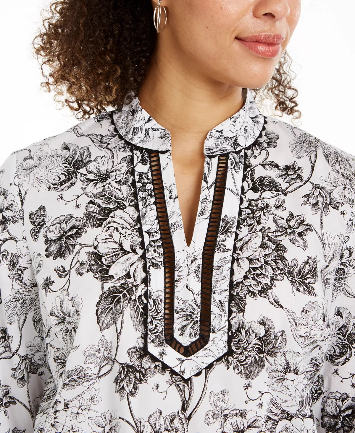 Charter Club Women's Split Neck Tunic White Size Small