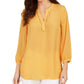 JM Collection Women's Split Neck Tunic Yellow Size XX-Large