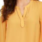 JM Collection Women's Split Neck Tunic Gold Size X-Large