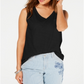 Style & Co Women's Cotton V Neck Tank Top Black Size XS