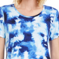 JM Collection Women's Printed Scoop-Neck T-Shirt Blue Size X-Large