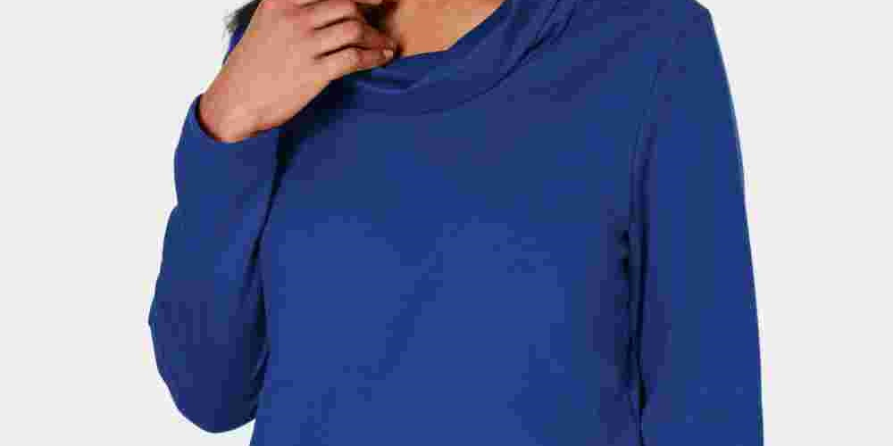 Karen Scott Women's Sport Cowl-Neck Top Blue Size X-Small