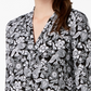 Charter Club Women's Printed V-Neck Top Black Size XX-Large