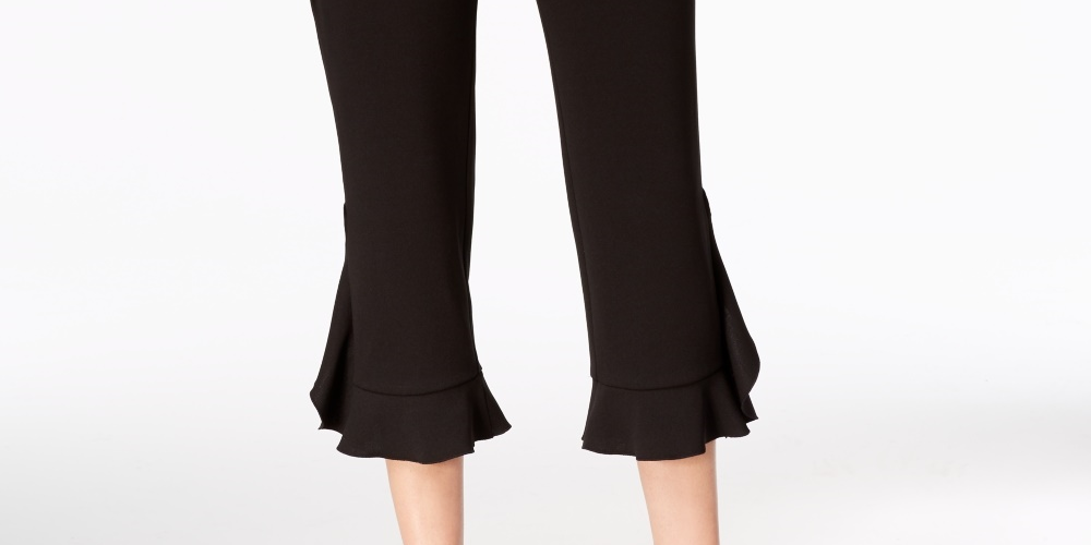 Alfani Women's Ruffle-Hem Pants Black Size 4 Petite