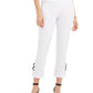 JM Collection Women's Lace Up Tummy Control Ankle Pants White Size Large