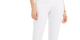 JM Collection Women's Lace Up Tummy Control Ankle Pants White Size Large