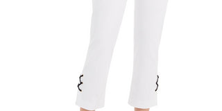 JM Collection Women's Lace Up Tummy Control Ankle Pants White Size Large