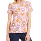 JM Collection Women's Printed Jacquard T-Shirt Pink Size X-Large