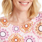 JM Collection Women's Printed Jacquard T-Shirt Pink Size X-Large