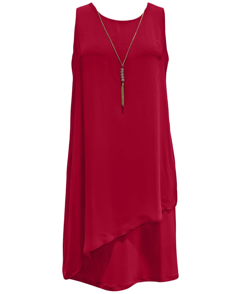 JM Collection Women's Necklace-Embellished Sheath Dress Red Size X-Large