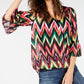 INC International Concepts Women's Zigzag-Print Bell-Sleeve Top Pink Size Petite Medium