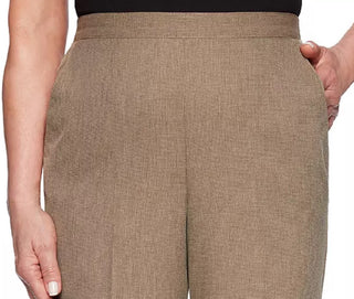 Alfred Dunner Women's Petite Boardroom Pull-On Pants Brown 10P