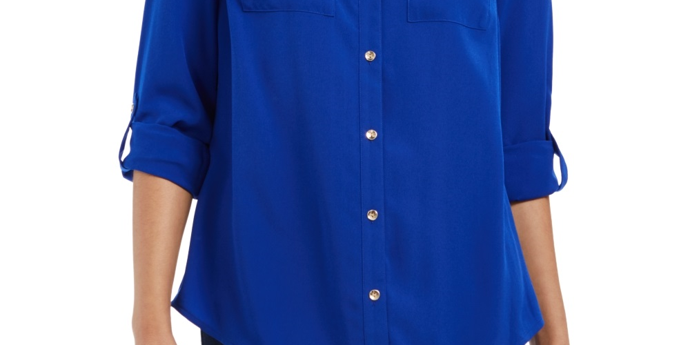 Charter Club Women's Two Pocket Shirt Blue Size X-Small