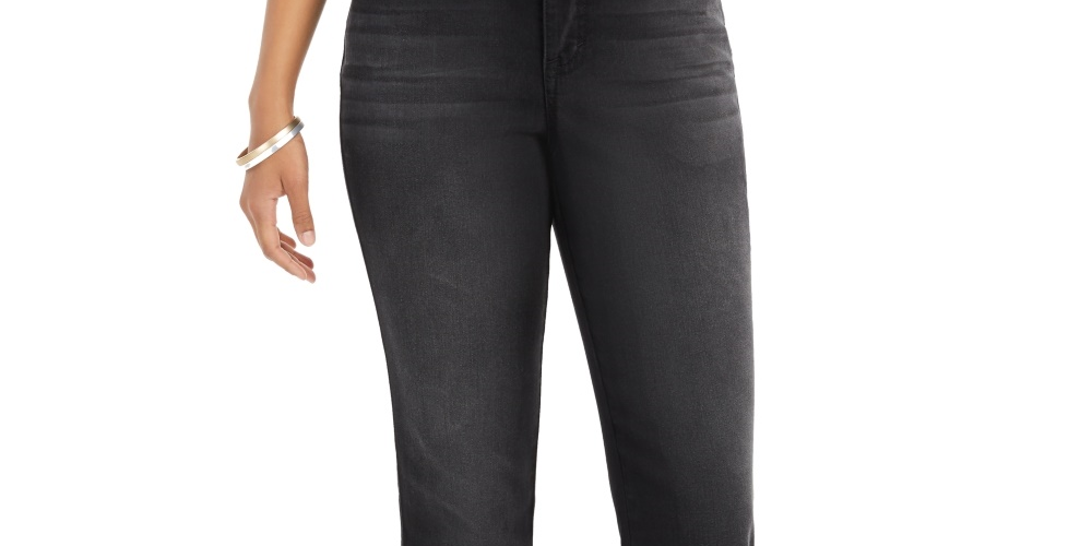 Style & Co Women's Straight Leg Cropped Denim Jeans Black Size 6