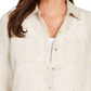 Charter Club Women's Linen Foiled Dot Shirt Brown Size Petite Small