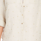 Charter Club Women's Linen Foiled Dot Shirt Brown Size Petite Small