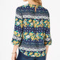 Charter Club Women's 3/4-Sleeve Printed Top Blue Size Petite Medium