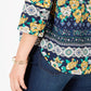 Charter Club Women's 3/4-Sleeve Printed Top Blue Size Petite Medium