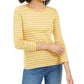 Charter Club Women's Metallic Stripe Top Gold Size X-Small