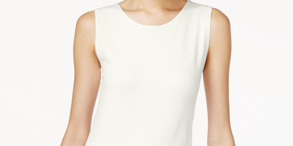 Alfani Women's High Neck Tank Top Tank Top White Size PL